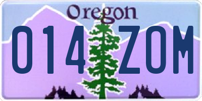 OR license plate 014ZOM