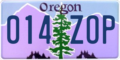OR license plate 014ZOP