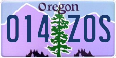 OR license plate 014ZOS