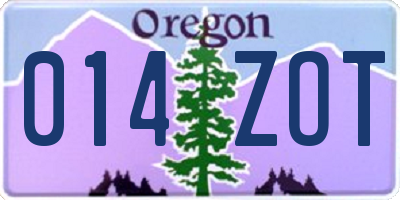 OR license plate 014ZOT