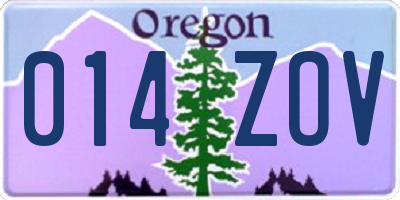OR license plate 014ZOV