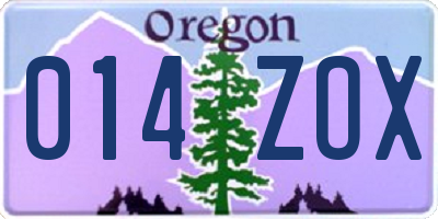 OR license plate 014ZOX