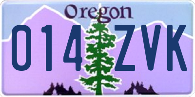 OR license plate 014ZVK