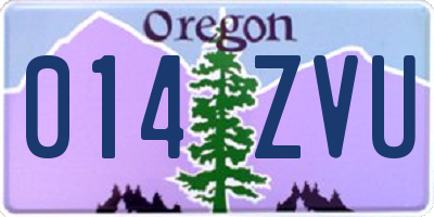 OR license plate 014ZVU