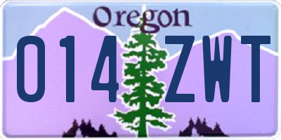 OR license plate 014ZWT