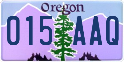 OR license plate 015AAQ