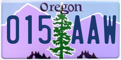 OR license plate 015AAW