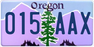 OR license plate 015AAX