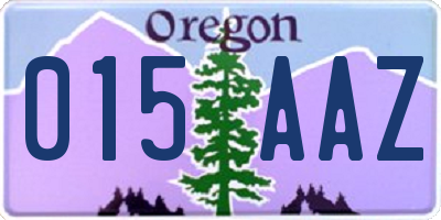 OR license plate 015AAZ