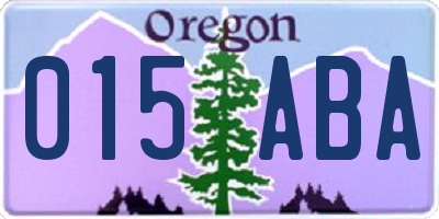 OR license plate 015ABA