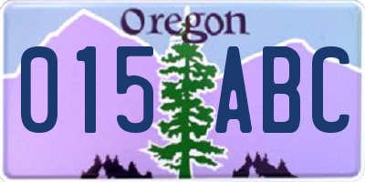 OR license plate 015ABC