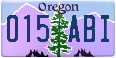 OR license plate 015ABI