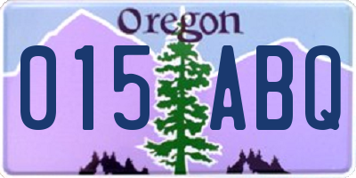 OR license plate 015ABQ