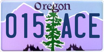 OR license plate 015ACE