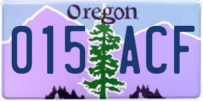 OR license plate 015ACF