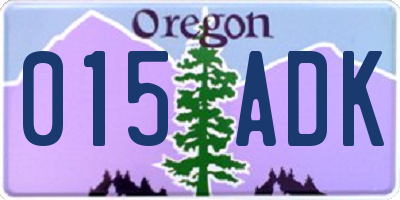 OR license plate 015ADK