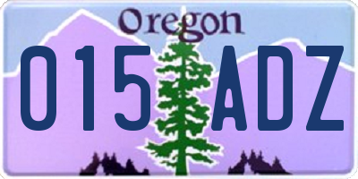 OR license plate 015ADZ