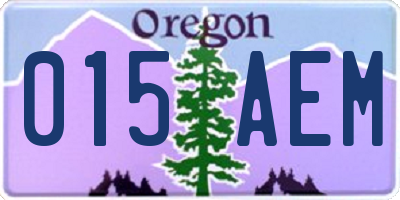 OR license plate 015AEM
