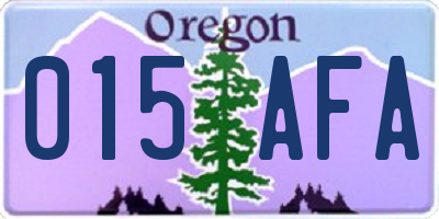 OR license plate 015AFA