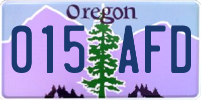 OR license plate 015AFD