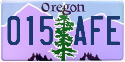 OR license plate 015AFE
