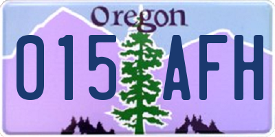 OR license plate 015AFH
