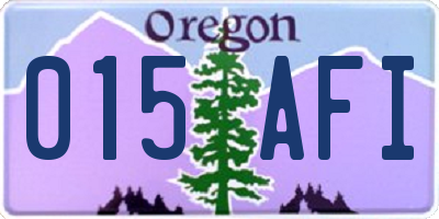 OR license plate 015AFI