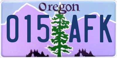 OR license plate 015AFK