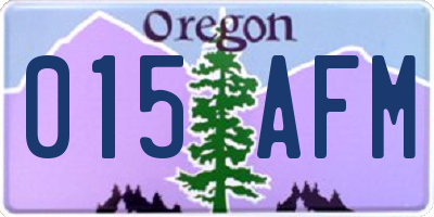 OR license plate 015AFM