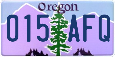 OR license plate 015AFQ