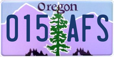 OR license plate 015AFS