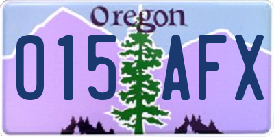 OR license plate 015AFX