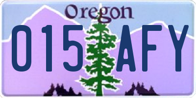 OR license plate 015AFY