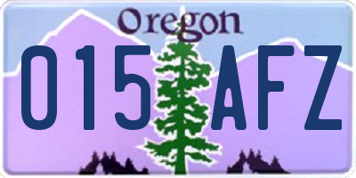 OR license plate 015AFZ