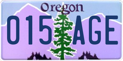 OR license plate 015AGE