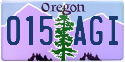 OR license plate 015AGI