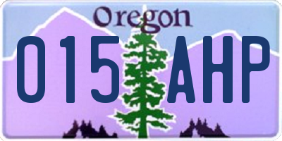 OR license plate 015AHP