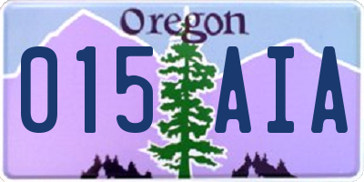 OR license plate 015AIA
