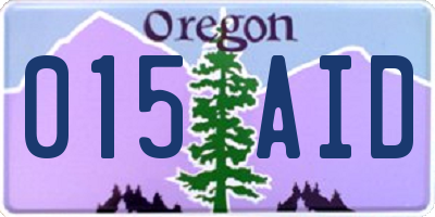 OR license plate 015AID