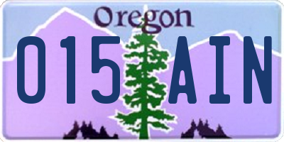 OR license plate 015AIN