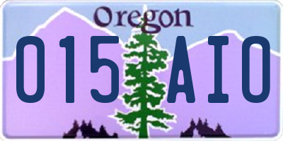 OR license plate 015AIO
