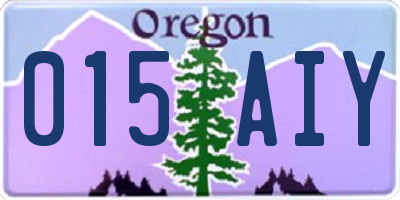 OR license plate 015AIY