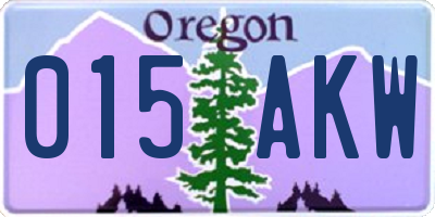 OR license plate 015AKW