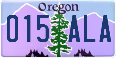 OR license plate 015ALA