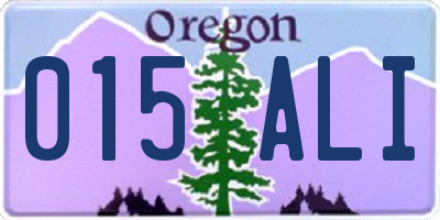OR license plate 015ALI