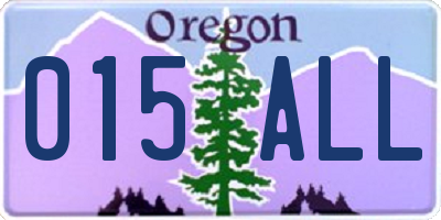 OR license plate 015ALL