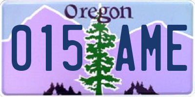 OR license plate 015AME
