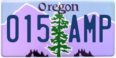 OR license plate 015AMP