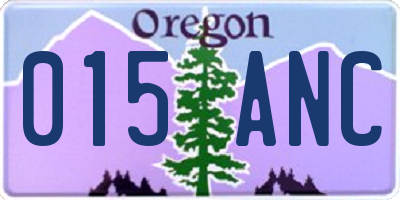 OR license plate 015ANC