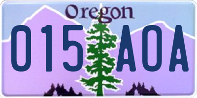 OR license plate 015AOA